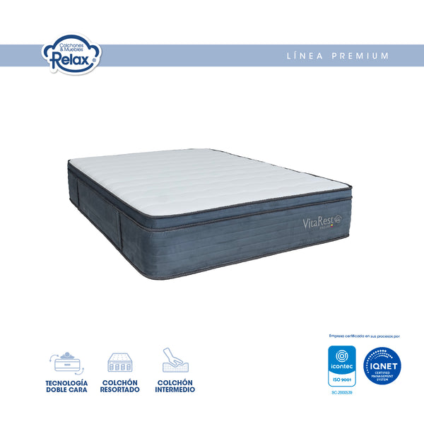 Colchón Resortado Relax VitalRest Con Pillow Firmeza Intermedia Confortable Con Pillow Top Tamaño Sencillo 100x190x28cm