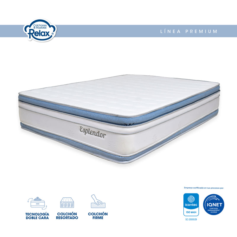 Colchón Esplendor – Resortado – Semi Ortopédico – Doble Cara – Firmeza Intermedia – Altura 35cm