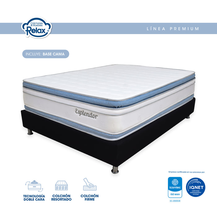 Combo Esplendor colchón + base cama semi ortopédico firmeza intermedia 35cm – Colchones Relax