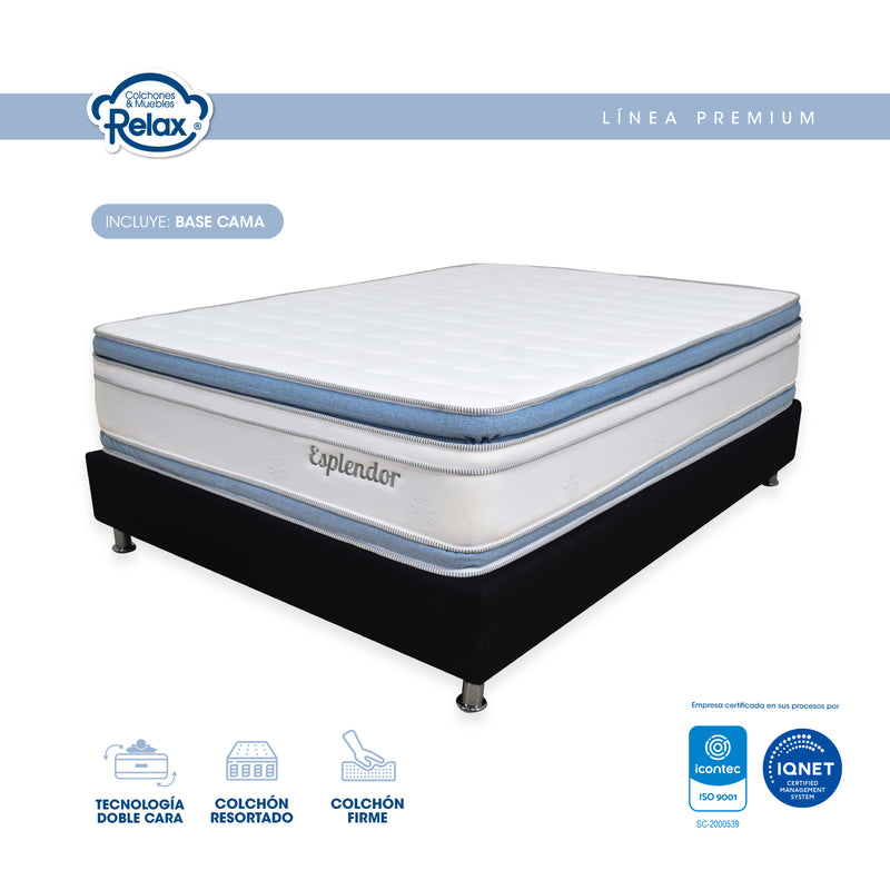 Combo Esplendor colchón + base cama semi ortopédico firmeza intermedia 35cm – Colchones Relax