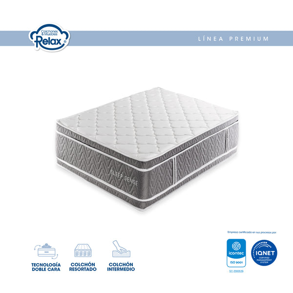 Colchon Sleep Sense Semidoble 120x190x35cm Firmeza intermedia Confortable Espuma Soft Dream Resortado Tela Con Tratamiento Hipoalergénico Altura Premium