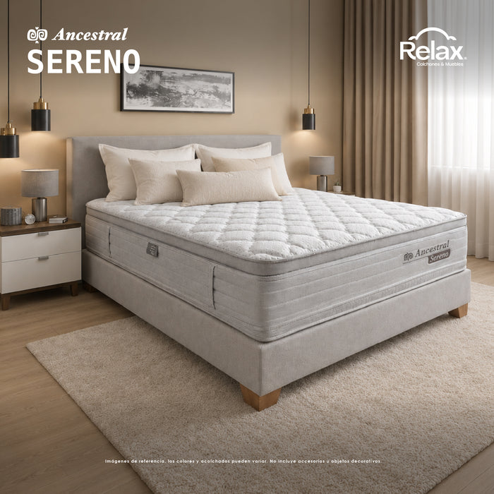 Combo Colchón Ancestral Sereno - Resortado Pocket - Firmeza Suave - Doble Pillow Top - Altura 40cm