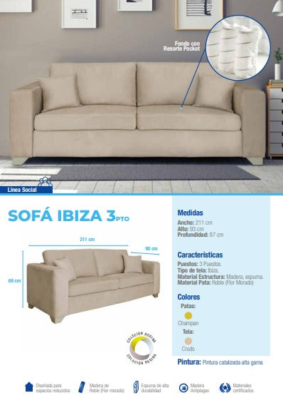 Sofa Ibiza 3 Puestos