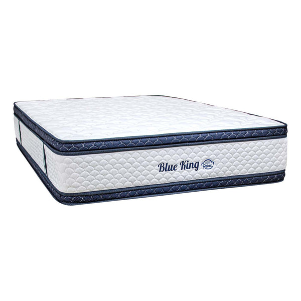 Colchón Resortado Pocket Blue King Queen 160x190 Doble Pillow. Incluye Almohadas Siliconadas