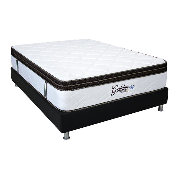 Colchón Golden Sencillo 100X190, Base Cama Premium Eurocuero, Protector y Obsequio.