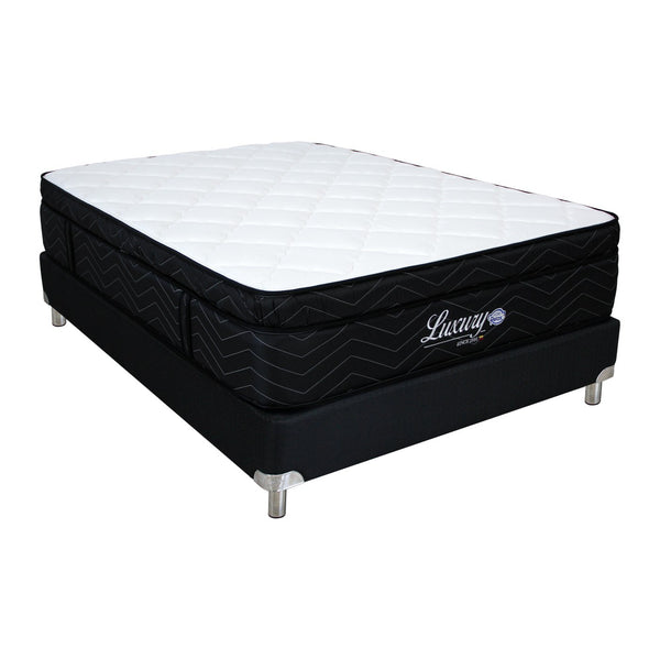 Colchón Luxury doble 140*190,  base cama premium tela banda,  2 almohadas y Protector