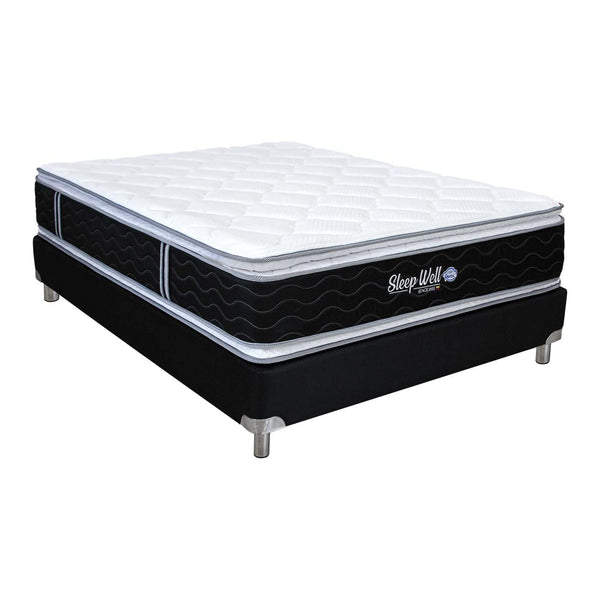 Colchón Sleep well Doble 140X190,Base Cama Premium Tela Banda, 1protector y Obsequio.
